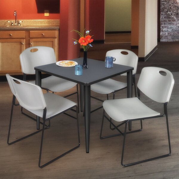Regency Kahlo Square Table & Chair Sets, 30 W, 30 L, 29 H, Wood, Metal, Polypropylene Top, Grey TPL3030GYBK44GY - main